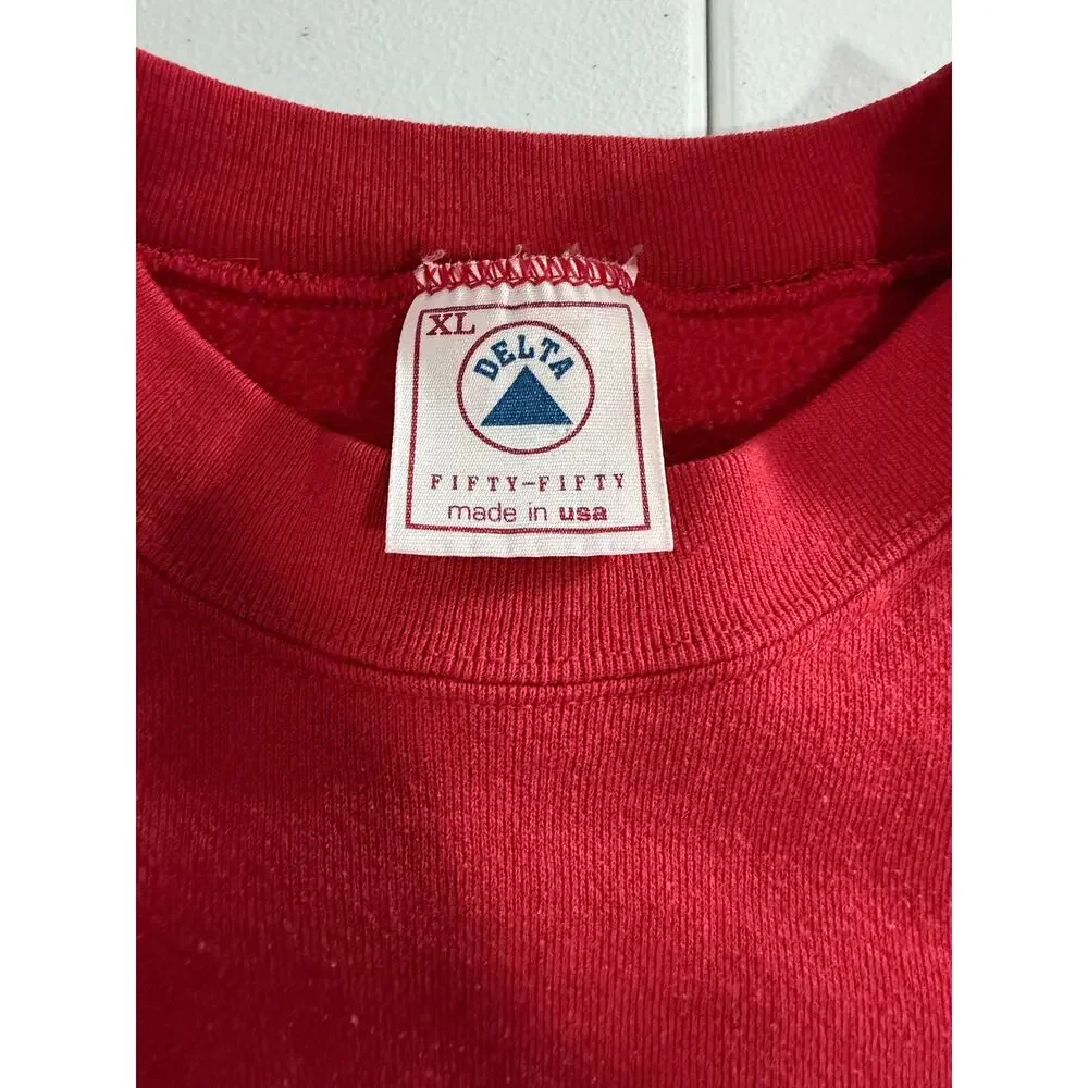 Vintage NASA Worm Logo Delta Red Crewneck Sweatshirt Mens XL USA Made 90s